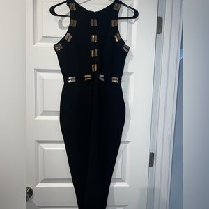 House of CB Flynn Black Bandage Dress with Gold Embellishments